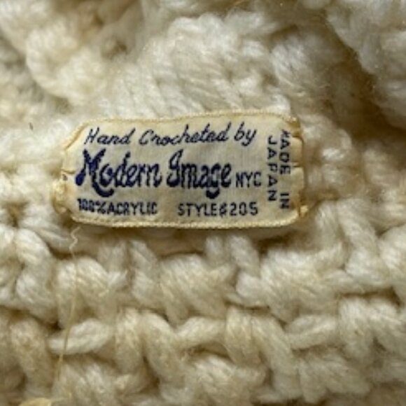 VTG Hand Crocheted White Head Wrap Hat Made in Japan - Picture 10 of 13